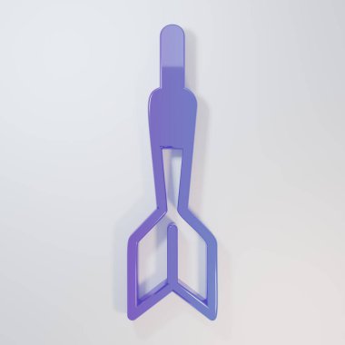 Mor-mavi Dart ok simgesi gri arkaplanda izole edildi. Minimalizm kavramı. 3 Boyutlu resimleme.