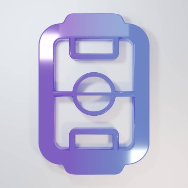 Mor Masa futbolu hobisi ya da gri arka planda izole edilmiş boş zaman ikonu. Spor takımı oyuncuları. Minimalizm kavramı. 3 Boyutlu resimleme.