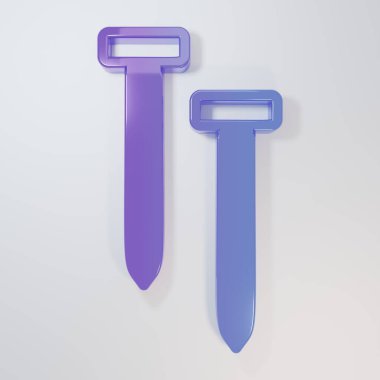 Mor-mavi metal tırnak ikonu gri arkaplanda izole edilmiş. Minimalizm kavramı. 3 Boyutlu resimleme.