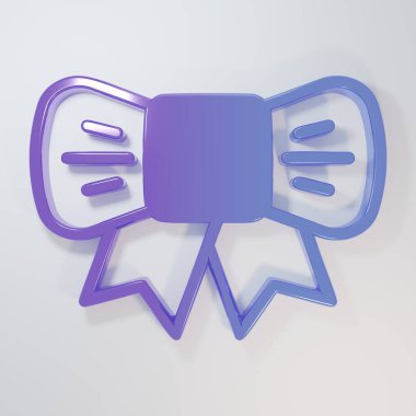 Gri arkaplanda mor-mavi yay ikonu izole edildi. Minimalizm kavramı. 3 Boyutlu resimleme.