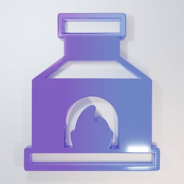 Mor-mavi Blacksmith fırın ikonu gri arka planda izole edildi. Minimalizm kavramı. 3 Boyutlu resimleme.