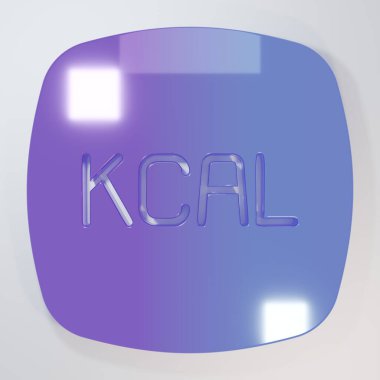 Mor-mavi Kcal simgesi gri arkaplanda izole edildi. Sağlıklı yemek. Minimalizm kavramı. 3 Boyutlu resimleme.