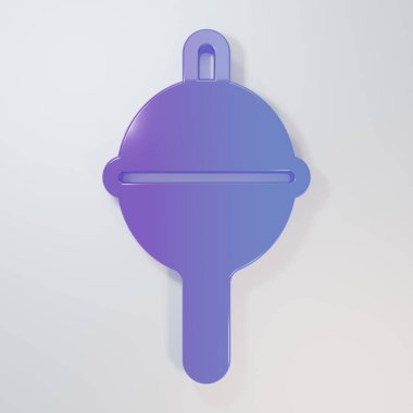 Mor-mavi balıkçı şamandırası simgesi gri arka planda izole edildi. Balık oltası. Minimalizm kavramı. 3 Boyutlu resimleme.