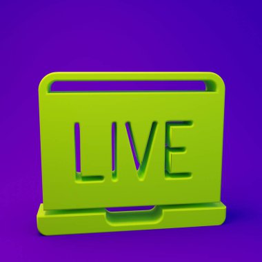 Yeşil Online poker masası simgesi mor-mavi arkaplanda izole edildi. İnternetteki kumarhane. Minimalizm kavramı. 3 Boyutlu resimleme.