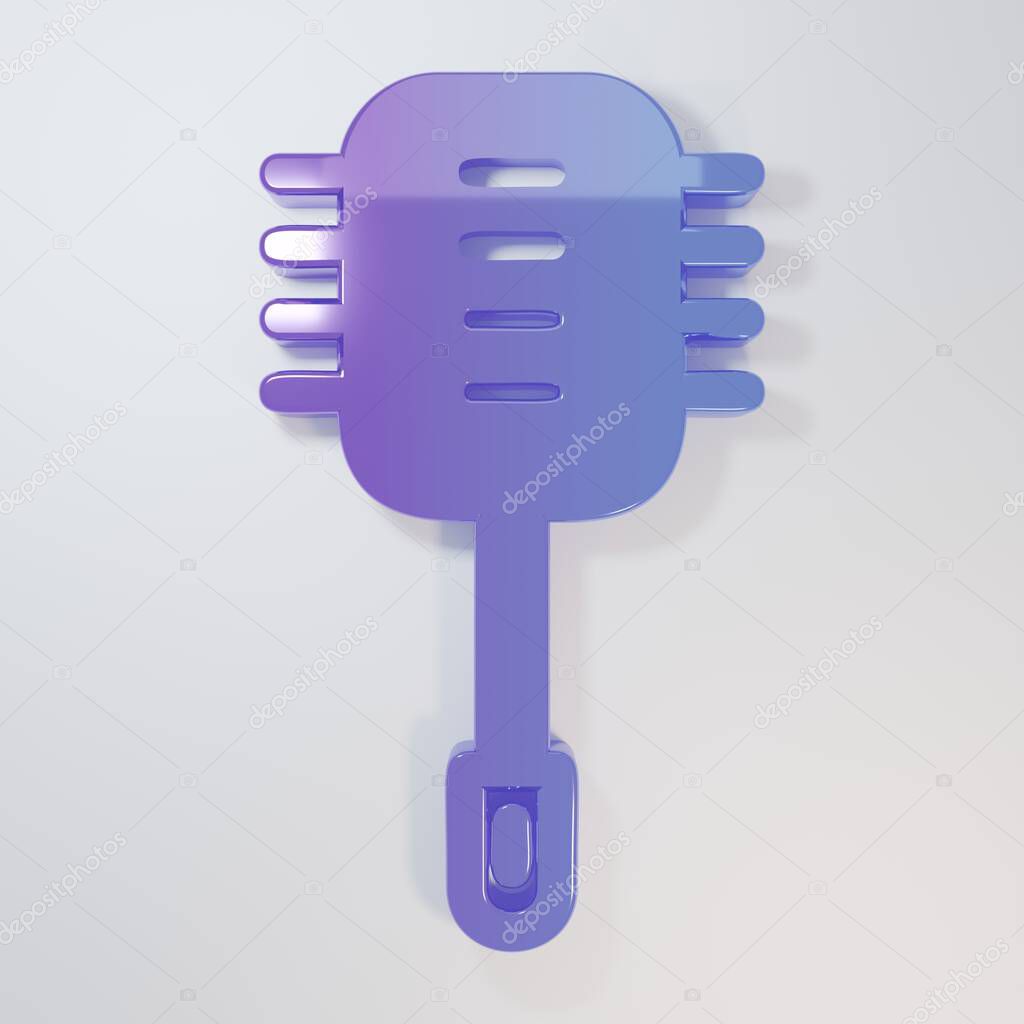 Purple-blue Toilet brush icon isolated on grey background. Cleaning service concept. Minimalism concept. 3D render illustration.