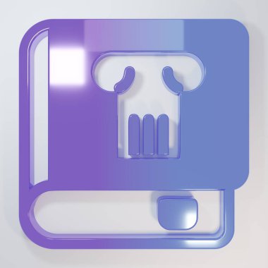 Mor-mavi tarih kitabı simgesi gri arkaplanda izole edildi. Minimalizm kavramı. 3 Boyutlu resimleme.