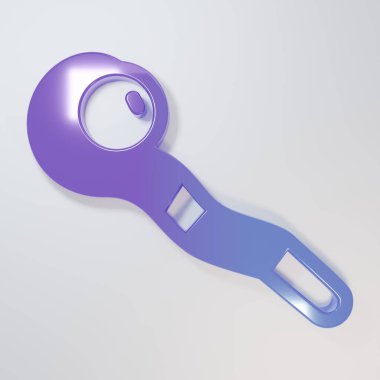 Mor-mavi sihirli asa simgesi gri arkaplanda izole edildi. Sihirli değnek, asa, değnek, değnek. Minimalizm kavramı. 3 Boyutlu resimleme.