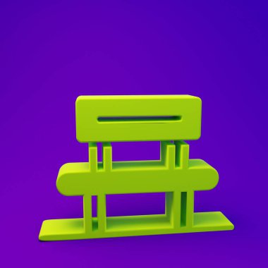 Mor-mavi arkaplanda yeşil bekleme salonu simgesi izole edildi. Minimalizm kavramı. 3 Boyutlu resimleme.