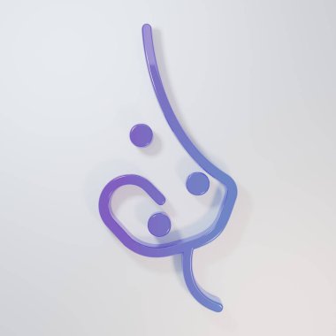 Mor-mavi akne simgesi gri arkaplanda izole edildi. Deride iltihaplı sivilce. Tıkanmış gözenekteki sebum bir bakterinin büyümesini teşvik ediyor. Minimalizm kavramı. 3 Boyutlu resimleme.