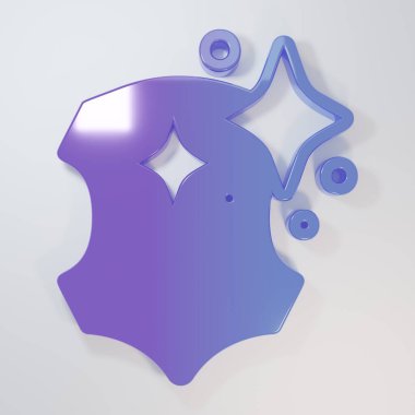 Mor-mavi deri ikon gri arkaplanda izole edilmiş. Minimalizm kavramı. 3 Boyutlu resimleme.