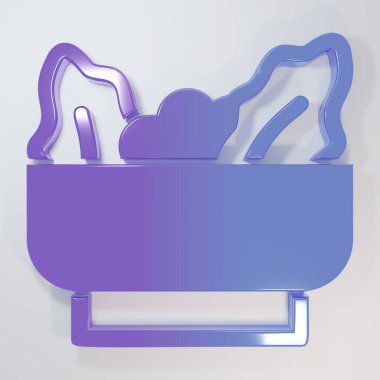 Mor-mavi Wonton simgesi gri arkaplanda izole edildi. Çin yemeği. Minimalizm kavramı. 3 Boyutlu resimleme.