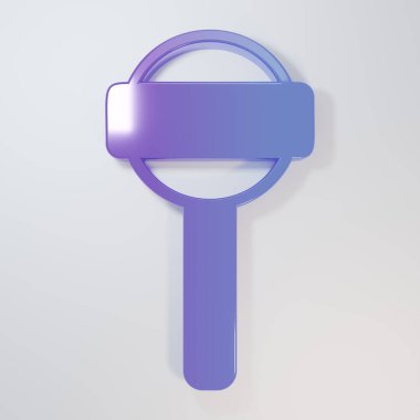 Mor-mavi lolipop simgesi gri arkaplanda izole edilmiş. Yemek, lezzetli bir sembol. Minimalizm kavramı. 3 Boyutlu resimleme.
