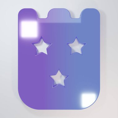 Mor-mavi piyango bileti ikonu gri arka planda izole edildi. Bingo, loto, nakit para ödülleri. Finansal başarı, refah, zafer, kazanma şansı. Minimalizm kavramı. 3 Boyutlu resimleme.