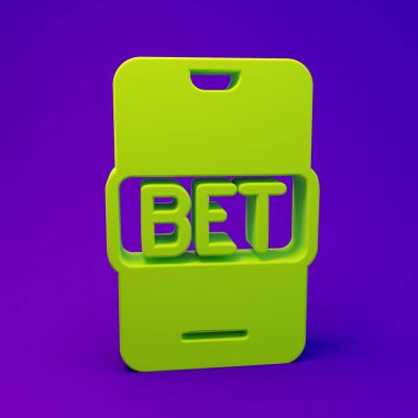 Yeşil Çevrimiçi bahis ikonu mor-mavi arka planda izole edildi. Spor bahisçisi. Online bahis para kazandırır. Minimalizm kavramı. 3 Boyutlu resimleme.