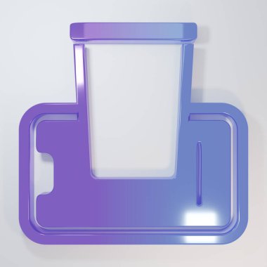 Mobil ikona sipariş edilen mor-mavi yiyecek gri arka planda izole edildi. Cep telefonuyla sipariş verin. Restoran yemek teslimatı konsepti. Minimalizm kavramı. 3 Boyutlu resimleme.