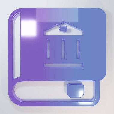 Mor-mavi hukuk kitabı simgesi gri arkaplanda izole edildi. Yasal yargıç kitabı. Yargılama kavramı. Minimalizm kavramı. 3 Boyutlu resimleme.