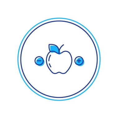 Doldurulmuş Calorie hesap makinesi simgesi beyaz arkaplanda izole edildi. Kalori sayısı. Diyet olsun. Kilo kaybı. Porsiyon kontrolü. Sağlıklı beslenme. Beslenme düzeni. Vektör.