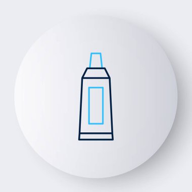 Beyaz arkaplanda izole edilmiş boya palet simgesine sahip çizgi tübü. Renkli taslak konsepti. Vektör.