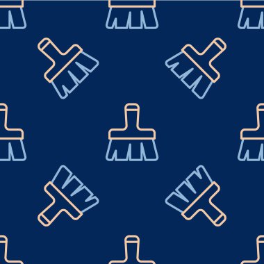 Çizgi fırçası simgesi mavi arkaplanda izole edilmiş pürüzsüz desen. Vektör.