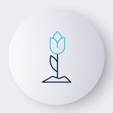 Beyaz arkaplanda çizgi çiçeği lale simgesi izole edildi. Renkli taslak konsepti. Vektör.