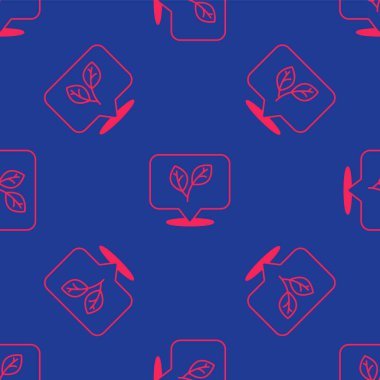 Kırmızı Yaprak simgesi mavi arkaplanda izole edilmiş. İşaret bırakıyor. Taze doğal ürün sembolü. Vektör.