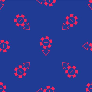 Kırmızı Kumarhane çipleri simgesi mavi arka planda izole edilmiş. Kumarhane kumarı. Vektör.