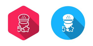 Doldurulmuş ve ana hatlı Taksi servis derecelendirme simgesi izole edilmiş uzun gölge arkaplanı. Vektör.