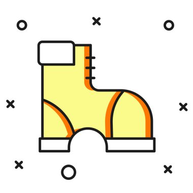Beyaz arka planda izole edilmiş Hunter bot simgesi. Düz çizgili, gölgeli. Vektör.