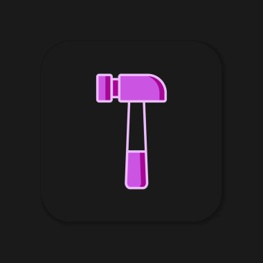 Doldurulmuş Çekiç simgesi siyah arkaplanda izole edildi. Tamir için bir araç. Düz çizgili, gölgeli. Vektör.