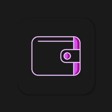 Doldurulmuş cüzdan simgesi siyah arkaplanda izole edildi. Çanta ikonu. Nakit tasarruf sembolü. Düz çizgili, gölgeli. Vektör.