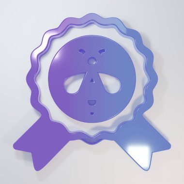 Mor-mavi. Gri arka planda en iyi arı simgesi. Tatlı doğal yemek. Bal arısı ya da kanat sembollü apis. Uçan böcek. Minimalizm kavramı. 3 Boyutlu resimleme.