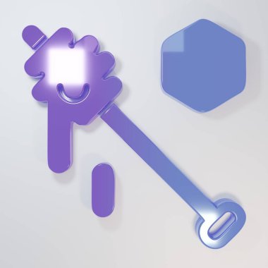 Mor-mavi Bal Çubuğu simgesi gri arka planda izole edilmiş. Tatlı kepçe. Minimalizm kavramı. 3 Boyutlu resimleme.