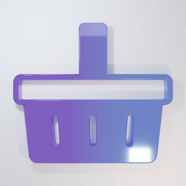 Mor-mavi alışveriş sepeti simgesi gri arkaplanda izole edilmiş. İnternetten satın alma konsepti. Servis tabelası. Alışveriş arabası sembolü. Minimalizm kavramı. 3 Boyutlu resimleme.