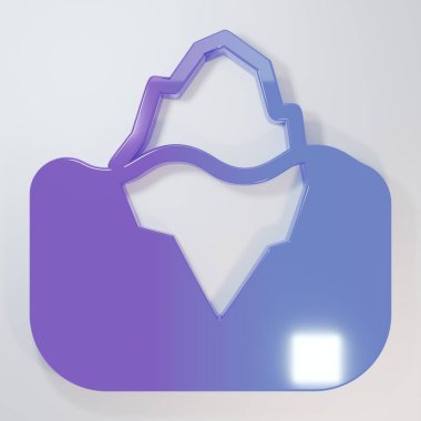 Mor-mavi Iceberg simgesi gri arkaplanda izole edildi. Minimalizm kavramı. 3 Boyutlu resimleme.