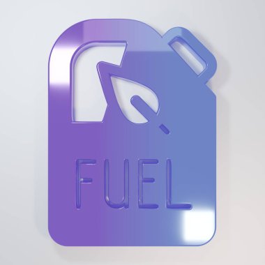 Mor-mavi Biyolojik yakıt kutusu ikonu gri arka planda izole edildi. Çevre biyolojisi ve namlusu. Yeşil çevre ve geri dönüşüm. Minimalizm kavramı. 3 Boyutlu resimleme.