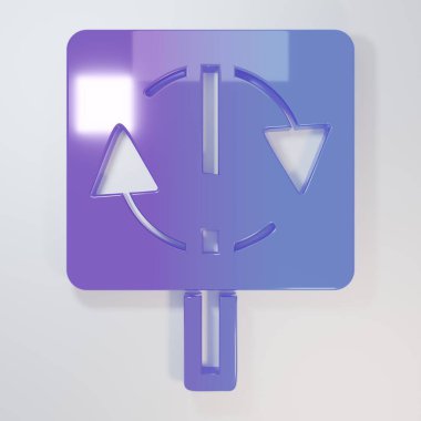 Mor-Mavi Geri Dönüşüm sembolü gri arkaplanda izole edilmiş. Dairesel ok simgesi. Çevre geri dönüşümü yeşile döner. Minimalizm kavramı. 3 Boyutlu resimleme.