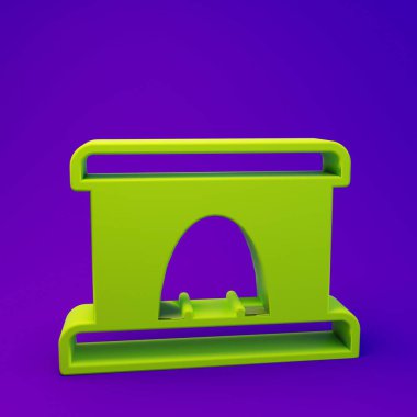 Yeşil Demiryolu tünel ikonu mor-mavi arka planda izole edildi. Demiryolu tüneli. Minimalizm kavramı. 3 Boyutlu resimleme.