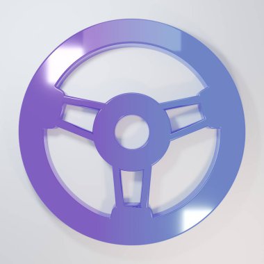 Mor-mavi yarış simülatörü kokpit ikonu gri arka planda izole edildi. Oyun aksesuarı. Simülasyon oyunu için Gadget. Minimalizm kavramı. 3 Boyutlu resimleme.