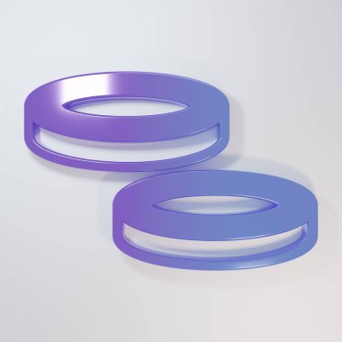 Mor-mavi Checker oyun çipleri simgesi gri arkaplanda izole edildi. Minimalizm kavramı. 3 Boyutlu resimleme.