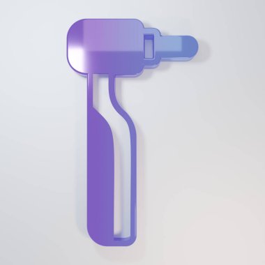 Mor Dişli matkap simgesi gri arkaplanda izole edildi. Delme ve öğütme aletleri için el işi. Minimalizm kavramı. 3 Boyutlu resimleme.