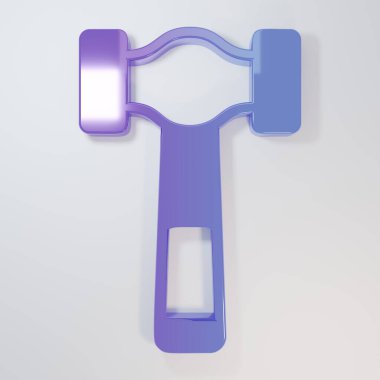 Mor-mavi çekiç simgesi gri arkaplanda izole edildi. Tamir için bir araç. Minimalizm kavramı. 3 Boyutlu resimleme.