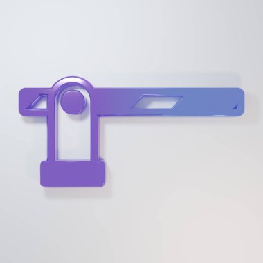 Mor-mavi park aracı bariyeri gri arka planda izole edilmiş. Sokak durağı sınırı. Minimalizm kavramı. 3 Boyutlu resimleme.