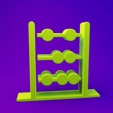 Mor-mavi arkaplanda yeşil Abaküs simgesi izole edildi. Geleneksel sayım çerçevesi. Eğitim işareti. Matematik okulu. Minimalizm kavramı. 3 Boyutlu resimleme.