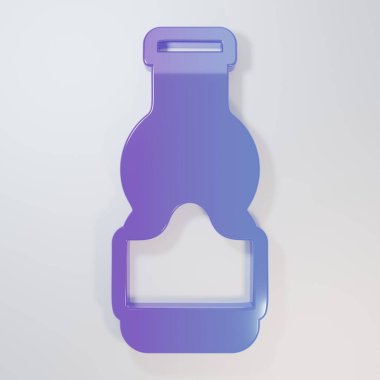 Mor-mavi sos şişesi ikonu gri arka planda izole edilmiş. Ketçap, hardal ve fast food için soslu mayonez şişeleri. Minimalizm kavramı. 3 Boyutlu resimleme.