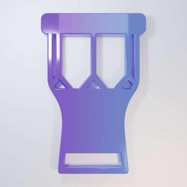 Mor-mavi Afrika vurmalı davul ikonu gri arkaplanda izole edilmiş. Müzik aleti. Minimalizm kavramı. 3 Boyutlu resimleme.