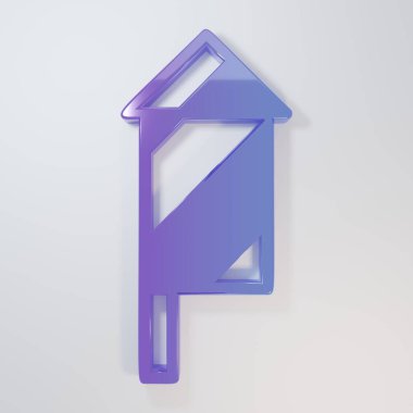 Mor-mavi Firework roket ikonu gri arka planda izole edildi. Eğlence partisi anlayışı. Patlayıcı havai fişek sembolü. Minimalizm kavramı. 3 Boyutlu resimleme.