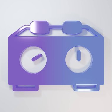 Mor-mavi satranç saati simgesi gri arkaplanda izole edildi. Spor malzemeleri. Minimalizm kavramı. 3 Boyutlu resimleme.