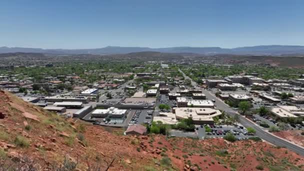 Letecký Pohled Odhaluje George Utah Pioneer Park Prohlížení Budov Domů — Stock video