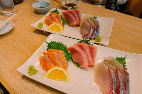 Cose Sashimi Sushi Set Comida Japonesa — Foto de Stock