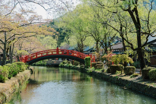 Edo Harikalar Diyarı Ndaki Nehirde Kırmızı Köprü Japonya — Stok fotoğraf